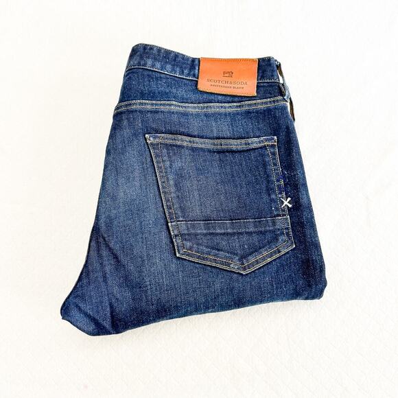 Scotch & Soda Ralston Button Fly Dark Wash Denim Jean Straight Leg Size 33 x 32 - Picture 1 of 10